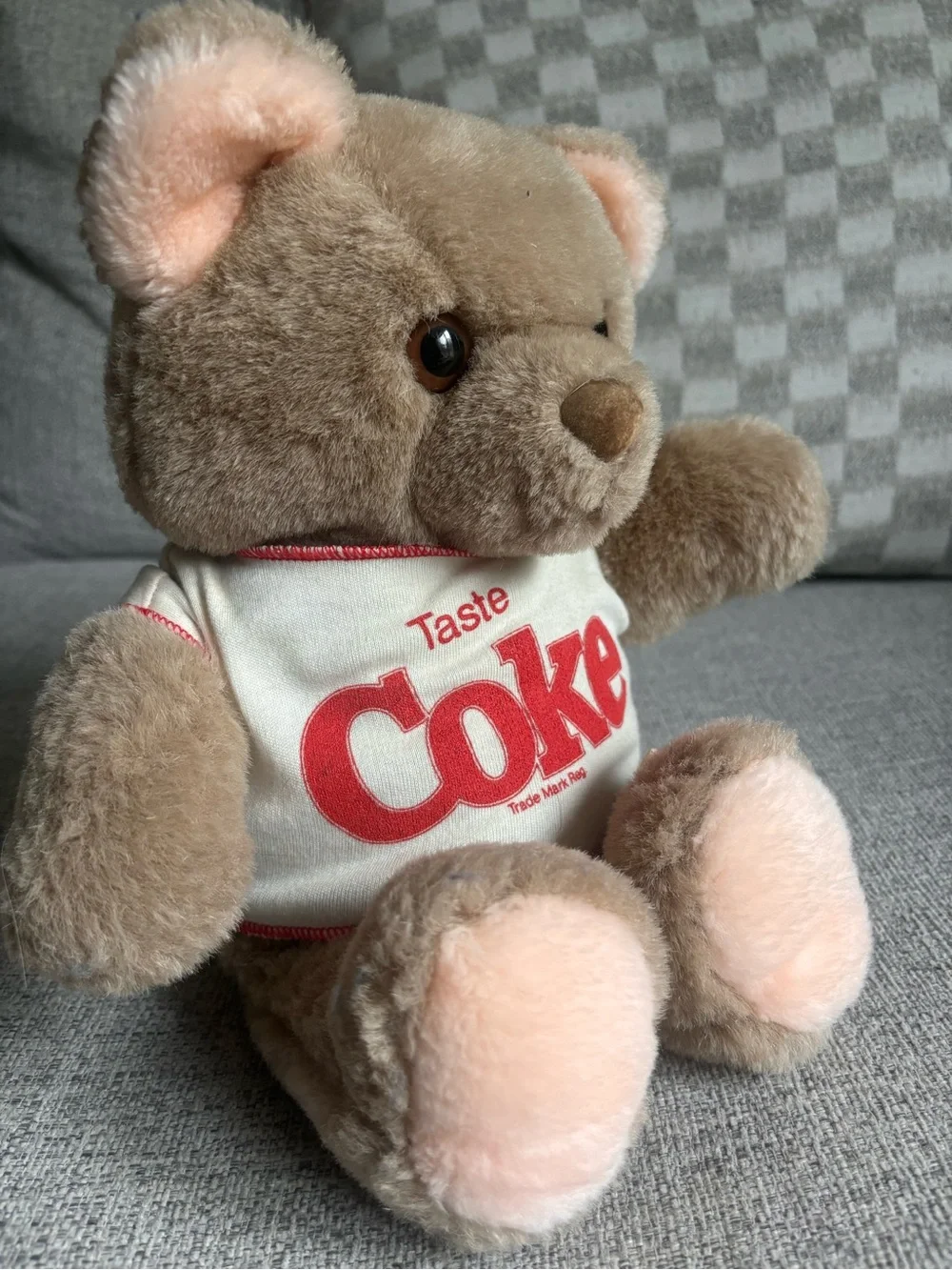 1983 Coca Cola Brown Plush Bear with Cream 'Coke' Tee and Red Logo